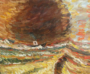 The Artist Adalberto Lütkemeyer, Barco em mar revolto-óleo- 90x110 cm. Price USD ask