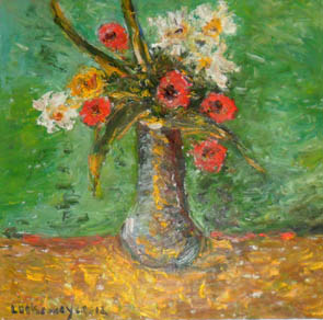 The Artist Adalberto Lütkemeyer, Rosas e margaridas-óleo- 65x67 cm. Price USD ask