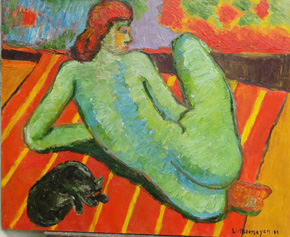 The Artist Adalberto Lütkemeyer, Nu com gato-óleo-66x79 cm. Price USD 1080 