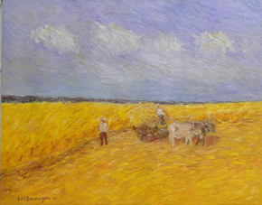 The Artist Adalberto Lütkemeyer, Carreta com bois-óleo-69x85 cm. Price USD 960