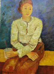 The Artist Adalberto Lütkemeyer, Camponesa com tigela-óleo-97x70 cm. Price USD 1200