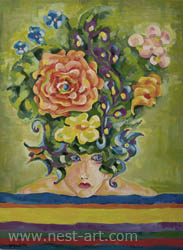 Die Malerin Margarita Dragiev, Contemplation, 60/75cm, oil on canvas, Price: EUR 850