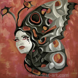 Die Malerin Margarita Dragiev, Fly my Butterfly, 70/70cm, oil on canvas, Price: EUR 1400