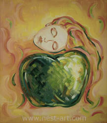 Die Malerin Margarita Dragiev, Sleeping Apple, 60/70cm, oil on canvas, Price: EUR 650 