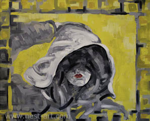 Die Malerin Margarita Dragiev, Black look with touch of Yellow, 60/50cm, oil on canvas, Price: EUR 1400 