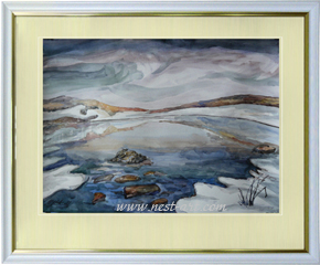 Die K�nstlerin Marina Shiderova,  See in Rila Gebirge,50x35cm., Aquarell, Preis: EUR 200