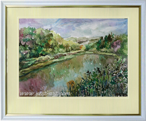 Die K�nstlerin Marina Shiderova,  See im Sommer,50x35cm., Aquarell, Preis: EUR 200