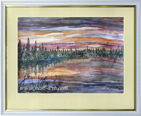 Die K�nstlerin Marina Shiderova,  Sonnenuntergang,50x35cm., Aquarell, Preis: EUR 200
