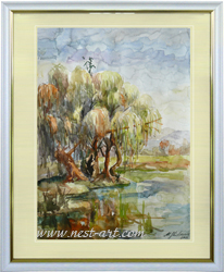 Die K�nstlerin Marina Shiderova,  Weidenbaum, 50x35 cm., Aquarell, Preis: EUR 200