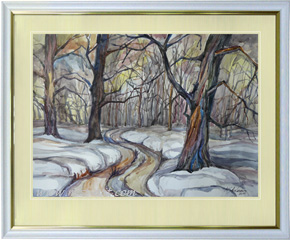 Die K�nstlerin Marina Shiderova,  Wald in Winter, 50x35 cm., Aquarell, Preis: EUR 200