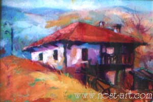 Natalia Stoyanova, House in Zeleni, Oil 27/ 35cm; Price EUR 160
