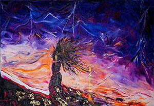 "Eintauchen in den Vollmond", &Ouml;il; 90 / 60 cm.;
